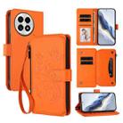 For OnePlus 13 Butterfly Love Flower Multi-card Zipper Wallet Leather Phone Case(Orange) - 1