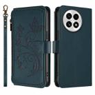 For OnePlus 13 Butterfly Love Flower Multi-card Zipper Wallet Leather Phone Case(Dark Green) - 2