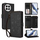 For OnePlus 13 Butterfly Love Flower Multi-card Zipper Wallet Leather Phone Case(Black) - 1