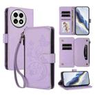 For OnePlus 13 Butterfly Love Flower Multi-card Zipper Wallet Leather Phone Case(Light Purple) - 1