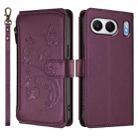For OnePlus Nord 4 5G Butterfly Love Flower Multi-card Zipper Wallet Leather Phone Case(Dark Purple) - 2