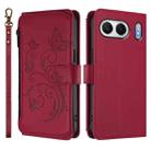 For OnePlus Nord 4 5G Butterfly Love Flower Multi-card Zipper Wallet Leather Phone Case(Wine Red) - 2