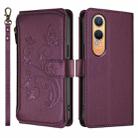 For OnePlus Nord CE4 Lite 5G Butterfly Love Flower Multi-card Zipper Wallet Leather Phone Case(Dark Purple) - 2