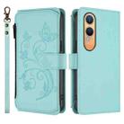 For OnePlus Nord CE4 Lite 5G Butterfly Love Flower Multi-card Zipper Wallet Leather Phone Case(Mint Green) - 2