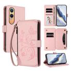 For OnePlus Nord CE4 Lite 5G Butterfly Love Flower Multi-card Zipper Wallet Leather Phone Case(Pink) - 1