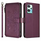 For OnePlus Nord 2 Lite 5G / CE 2 Lite Butterfly Love Flower Multi-card Zipper Wallet Leather Phone Case(Dark Purple) - 2