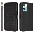 For OnePlus Nord 2 Lite 5G / CE 2 Lite Butterfly Love Flower Multi-card Zipper Wallet Leather Phone Case(Black) - 2