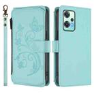 For OnePlus Nord 2 Lite 5G / CE 2 Lite Butterfly Love Flower Multi-card Zipper Wallet Leather Phone Case(Mint Green) - 2