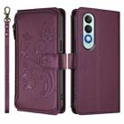 For OnePlus Nord CE4 5G Butterfly Love Flower Multi-card Zipper Wallet Leather Phone Case(Dark Purple) - 2