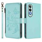 For OnePlus Nord CE4 5G Butterfly Love Flower Multi-card Zipper Wallet Leather Phone Case(Mint Green) - 2