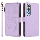 For OnePlus Nord CE4 5G Butterfly Love Flower Multi-card Zipper Wallet Leather Phone Case(Light Purple) - 2