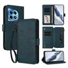 For OnePlus 12R 5G / Ace 3 5G Butterfly Love Flower Multi-card Zipper Wallet Leather Phone Case(Dark Green) - 1