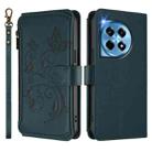 For OnePlus 12R 5G / Ace 3 5G Butterfly Love Flower Multi-card Zipper Wallet Leather Phone Case(Dark Green) - 2