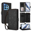 For OnePlus 12R 5G / Ace 3 5G Butterfly Love Flower Multi-card Zipper Wallet Leather Phone Case(Black) - 1