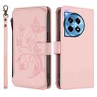 For OnePlus 12R 5G / Ace 3 5G Butterfly Love Flower Multi-card Zipper Wallet Leather Phone Case(Pink) - 2