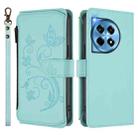For OnePlus 12 5G Butterfly Love Flower Multi-card Zipper Wallet Leather Phone Case(Mint Green) - 2