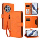 For OnePlus Ace 2 Pro 5G Butterfly Love Flower Multi-card Zipper Wallet Leather Phone Case(Orange) - 1
