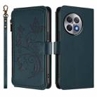 For OnePlus Ace 2 Pro 5G Butterfly Love Flower Multi-card Zipper Wallet Leather Phone Case(Dark Green) - 2