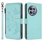 For OnePlus Ace 2 Pro 5G Butterfly Love Flower Multi-card Zipper Wallet Leather Phone Case(Mint Green) - 2