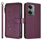 For OnePlus Nord CE3 5G India Butterfly Love Flower Multi-card Zipper Wallet Leather Phone Case(Dark Purple) - 2