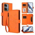 For OnePlus Nord CE3 5G India Butterfly Love Flower Multi-card Zipper Wallet Leather Phone Case(Orange) - 1
