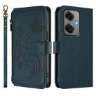 For OnePlus Nord CE3 5G India Butterfly Love Flower Multi-card Zipper Wallet Leather Phone Case(Dark Green) - 2