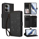 For OnePlus Nord CE3 5G India Butterfly Love Flower Multi-card Zipper Wallet Leather Phone Case(Black) - 1