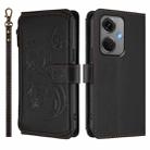 For OnePlus Nord CE3 5G India Butterfly Love Flower Multi-card Zipper Wallet Leather Phone Case(Black) - 2