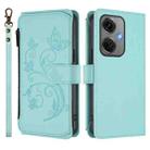 For OnePlus Nord CE3 5G India Butterfly Love Flower Multi-card Zipper Wallet Leather Phone Case(Mint Green) - 2