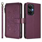 For OnePlus Nord CE 3 Lite 5G / N30 5G Butterfly Love Flower Multi-card Zipper Wallet Leather Phone Case(Dark Purple) - 2