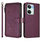 For OnePlus Nord 3 / Ace 2V Butterfly Love Flower Multi-card Zipper Wallet Leather Phone Case(Dark Purple) - 2