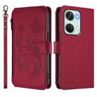 For OnePlus Nord 3 / Ace 2V Butterfly Love Flower Multi-card Zipper Wallet Leather Phone Case(Wine Red) - 2