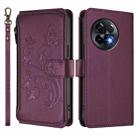 For OnePlus 11R 5G / Ace 2 5G Butterfly Love Flower Multi-card Zipper Wallet Leather Phone Case(Dark Purple) - 2