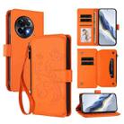 For OnePlus 11R 5G / Ace 2 5G Butterfly Love Flower Multi-card Zipper Wallet Leather Phone Case(Orange) - 1
