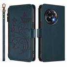 For OnePlus 11R 5G / Ace 2 5G Butterfly Love Flower Multi-card Zipper Wallet Leather Phone Case(Dark Green) - 2