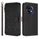 For OnePlus 11R 5G / Ace 2 5G Butterfly Love Flower Multi-card Zipper Wallet Leather Phone Case(Black) - 2