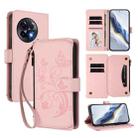 For OnePlus 11R 5G / Ace 2 5G Butterfly Love Flower Multi-card Zipper Wallet Leather Phone Case(Pink) - 1