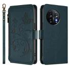 For OnePlus 11 Butterfly Love Flower Multi-card Zipper Wallet Leather Phone Case(Dark Green) - 2