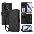 For OnePlus 11 Butterfly Love Flower Multi-card Zipper Wallet Leather Phone Case(Black) - 1