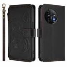 For OnePlus 11 Butterfly Love Flower Multi-card Zipper Wallet Leather Phone Case(Black) - 2