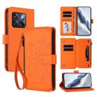 For OnePlus 10T 5G / Ace Pro 5G Butterfly Love Flower Multi-card Zipper Wallet Leather Phone Case(Orange) - 1