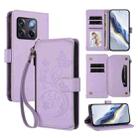 For OnePlus 10T 5G / Ace Pro 5G Butterfly Love Flower Multi-card Zipper Wallet Leather Phone Case(Light Purple) - 1