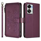 For OnePlus Nord 2T Butterfly Love Flower Multi-card Zipper Wallet Leather Phone Case(Dark Purple) - 2