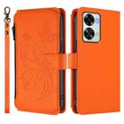 For OnePlus Nord 2T Butterfly Love Flower Multi-card Zipper Wallet Leather Phone Case(Orange) - 2