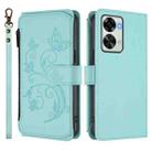 For OnePlus Nord 2T Butterfly Love Flower Multi-card Zipper Wallet Leather Phone Case(Mint Green) - 2