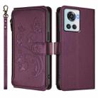 For OnePlus 10R / Ace Butterfly Love Flower Multi-card Zipper Wallet Leather Phone Case(Dark Purple) - 2