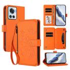 For OnePlus 10R / Ace Butterfly Love Flower Multi-card Zipper Wallet Leather Phone Case(Orange) - 1
