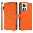 For OnePlus 10R / Ace Butterfly Love Flower Multi-card Zipper Wallet Leather Phone Case(Orange) - 2
