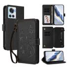 For OnePlus 10R / Ace Butterfly Love Flower Multi-card Zipper Wallet Leather Phone Case(Black) - 1