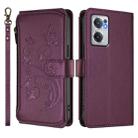 For OnePlus Nord CE2 5G Butterfly Love Flower Multi-card Zipper Wallet Leather Phone Case(Dark Purple) - 2